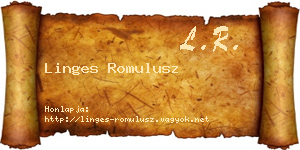 Linges Romulusz névjegykártya
